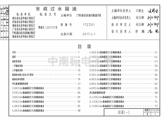 中南标17ZZ01市政过水箱涵图集