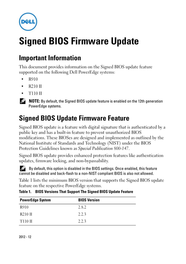 Dell戴尔Information Update - Signed BIOS Firmware Update说明书用户手册