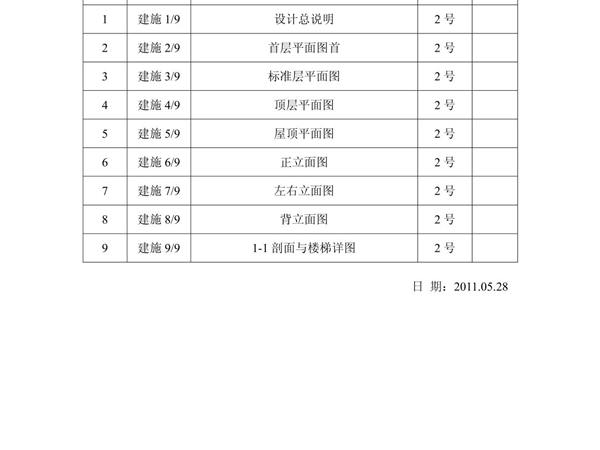 房屋建筑学课程设计图纸目录