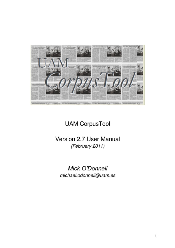 UAM Corpus Tool 2.7 Manual 英文手册参考指南