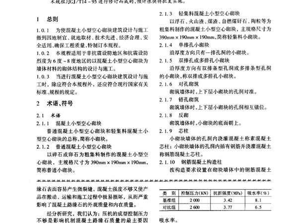 混凝土小型空心砌块建筑技术规程