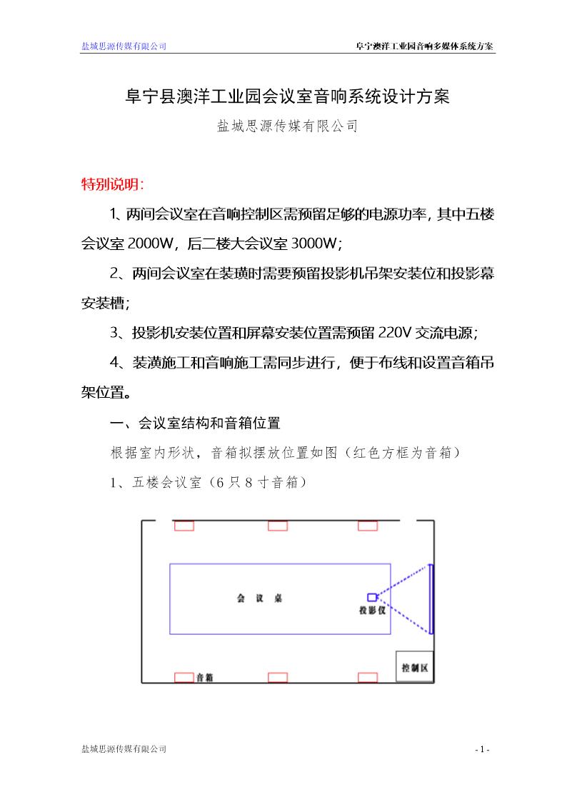 会议室多媒体音响系统方案 (1)