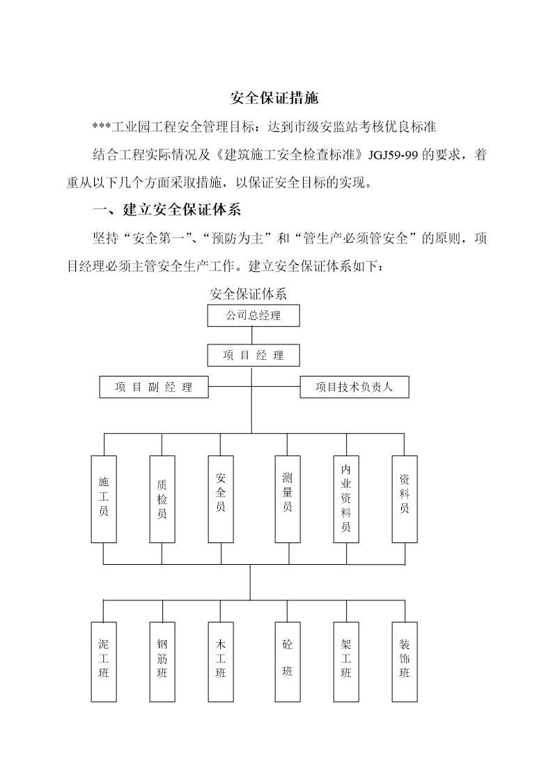 某工业园项目施工安全及文明施工保证措施