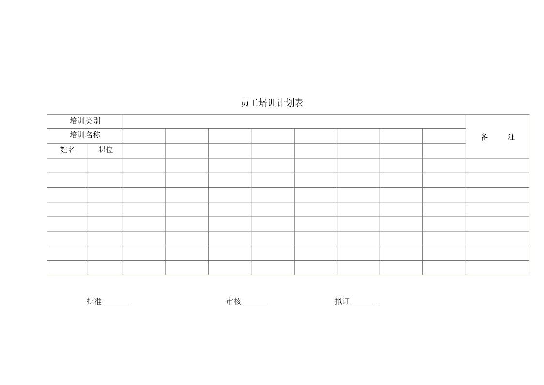 员工培训计划表