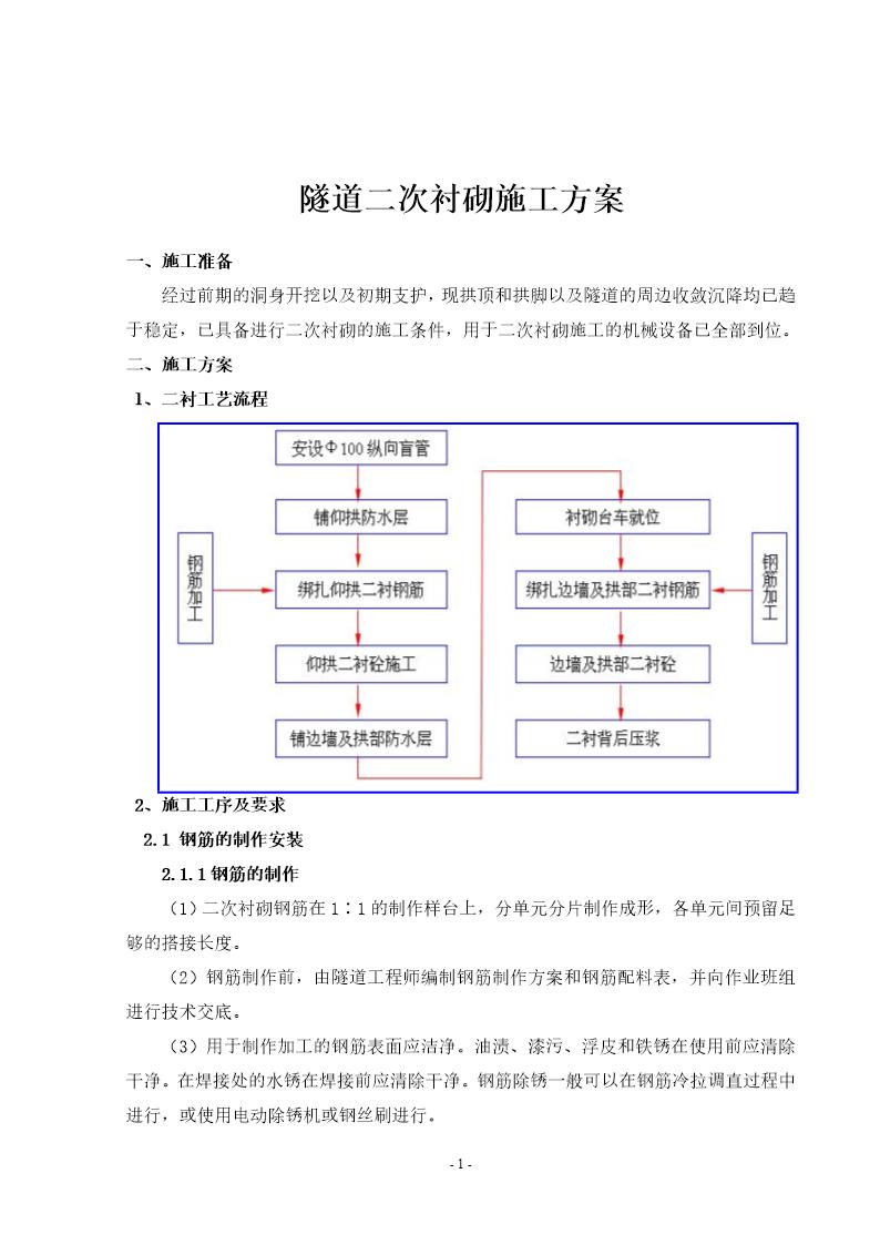 隧道二衬施工方案