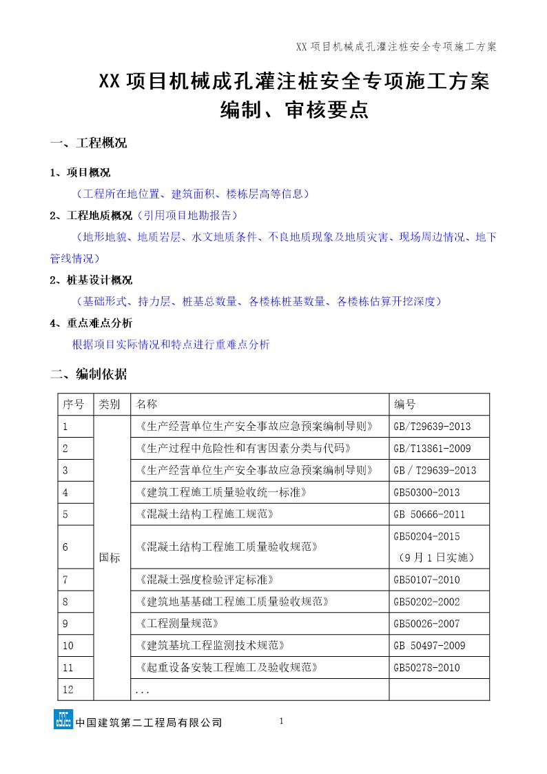 机械成孔灌注桩安全专项施工方案(要点)号