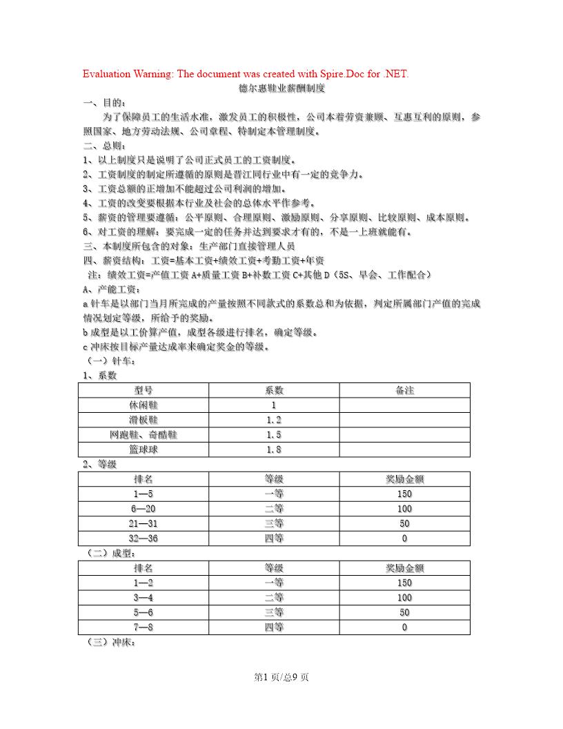 德尔惠鞋业薪资制度