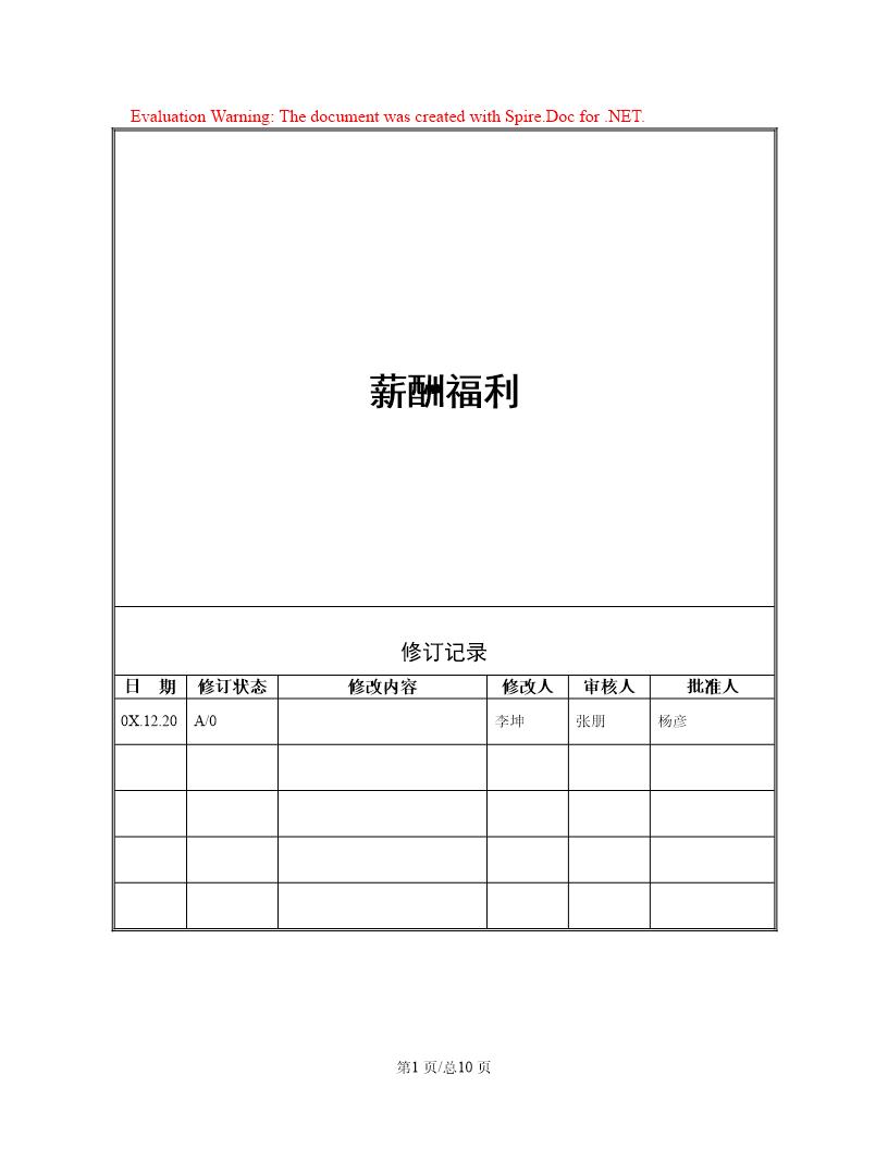 知名地产企业股份有限公司薪酬福利