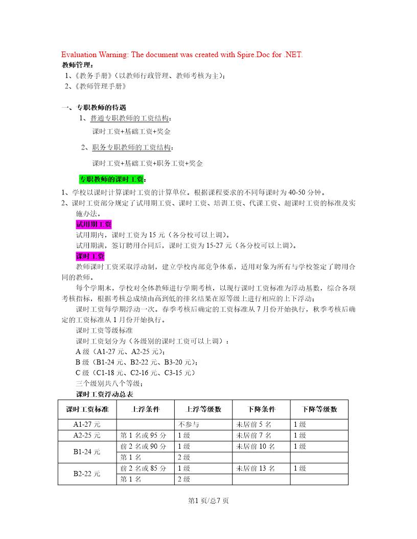 教师管理与团队建设 薪资体系