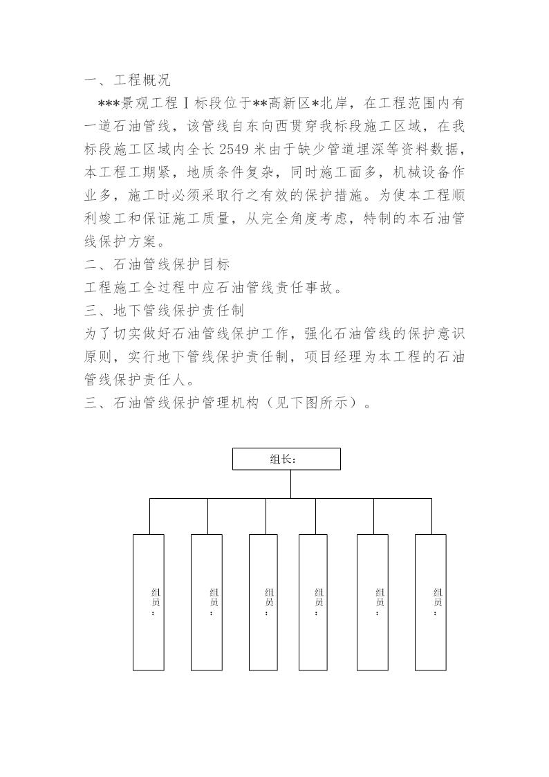 某景观工程石油管线保护方案(2009-8)