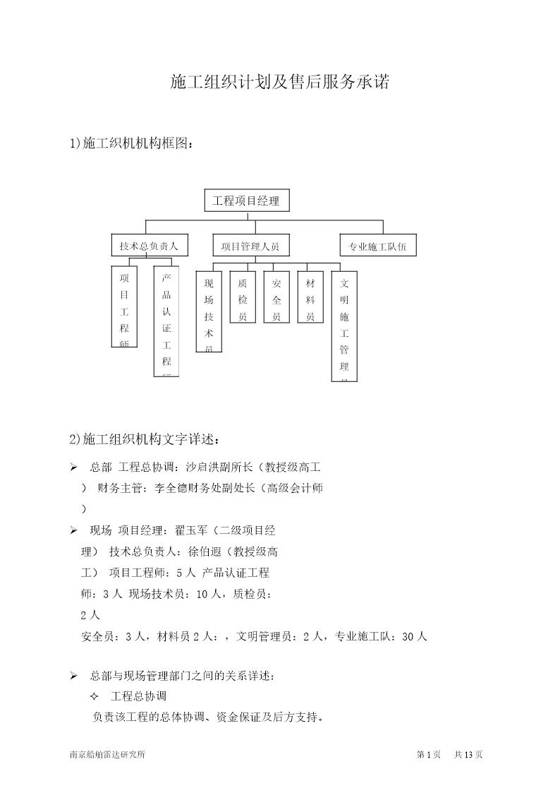 施工组织计划