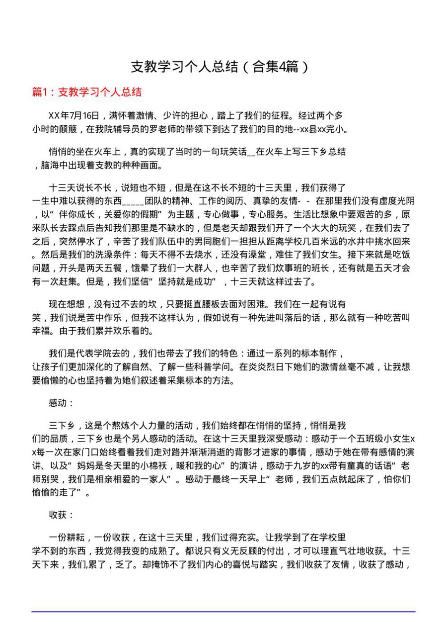 支教学习个人总结