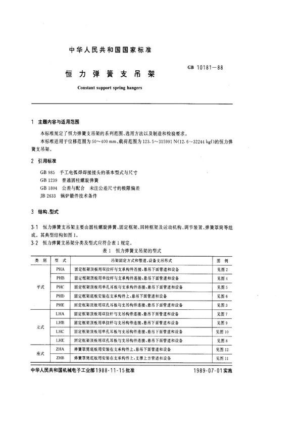 恒力弹簧支吊架 (GB 10181-1988)