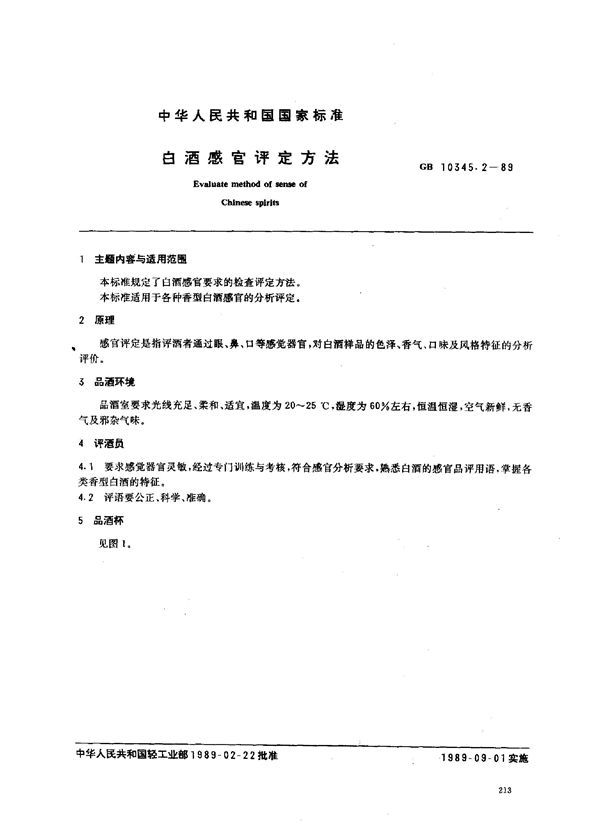 白酒感官评定方法 (GB 10345.2-1989)