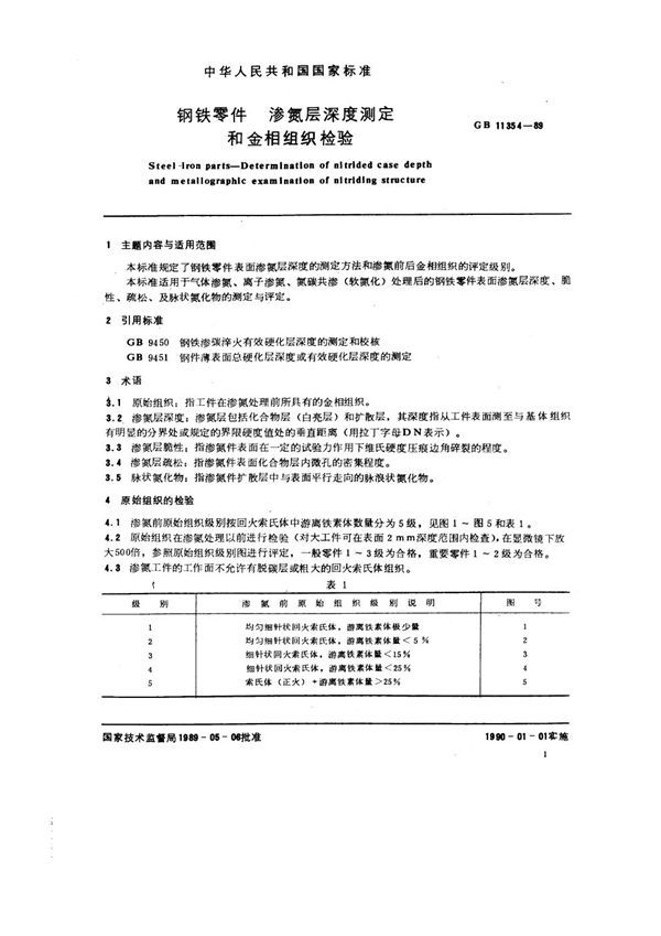 钢铁零件 渗氮层深度测定和金相组织检验 (GB 11354-1989)