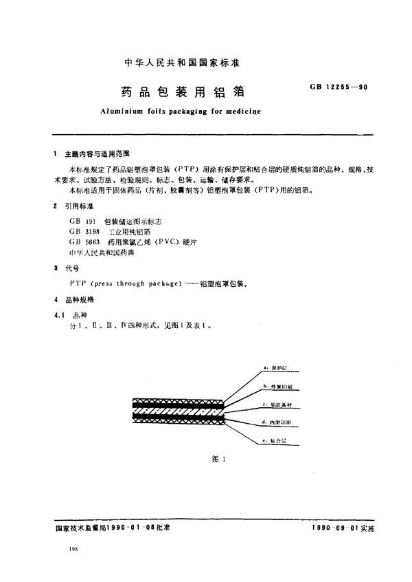 药品包装用铝箔 (GB 12255-1990)