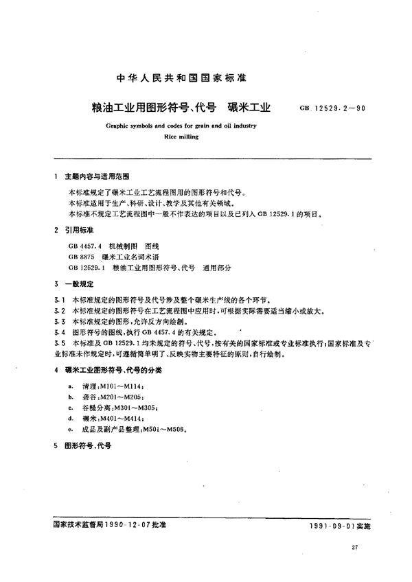 粮油工业用图形符号、代号 碾米工业 (GB 12529.2-1990)