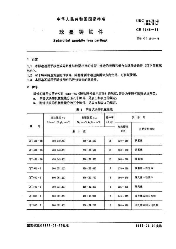 球墨铸铁件 (GB 1348-1988)