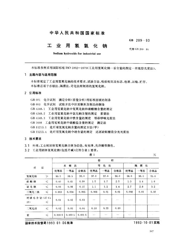 工业用氢氧化钠 (GB 209-1993)