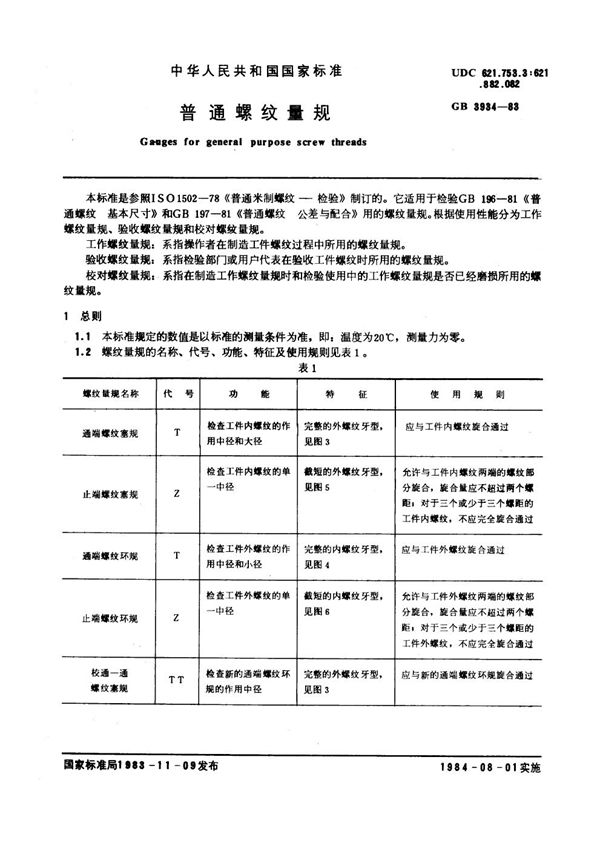 普通螺纹量规 (GB 3904-1983)