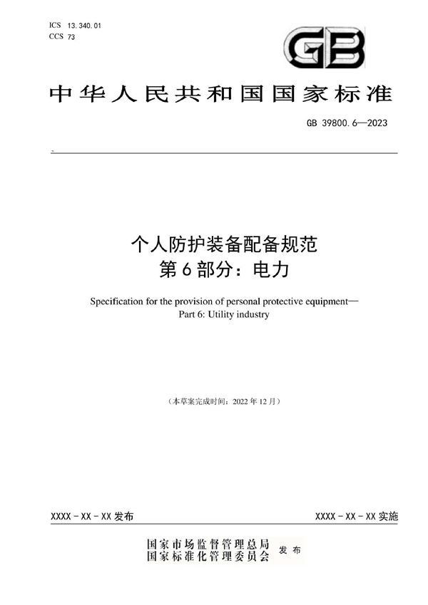 个体防护装备配备规范 第6部分：电力 (GB 39800.6-2023)