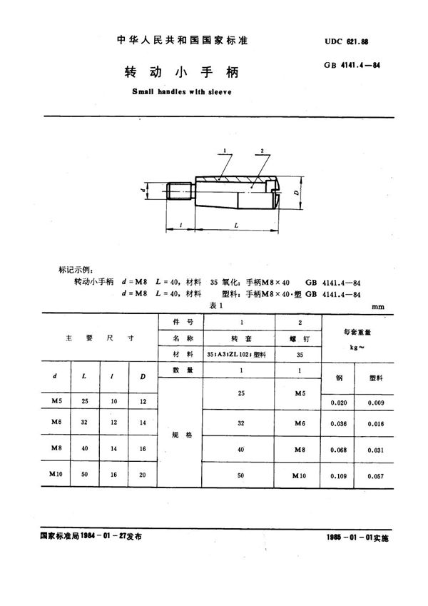 转动小手柄 (GB 4141.4-1984)