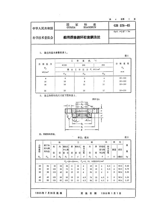 船用焊接铜环松套钢法兰 (GB 578-1965)