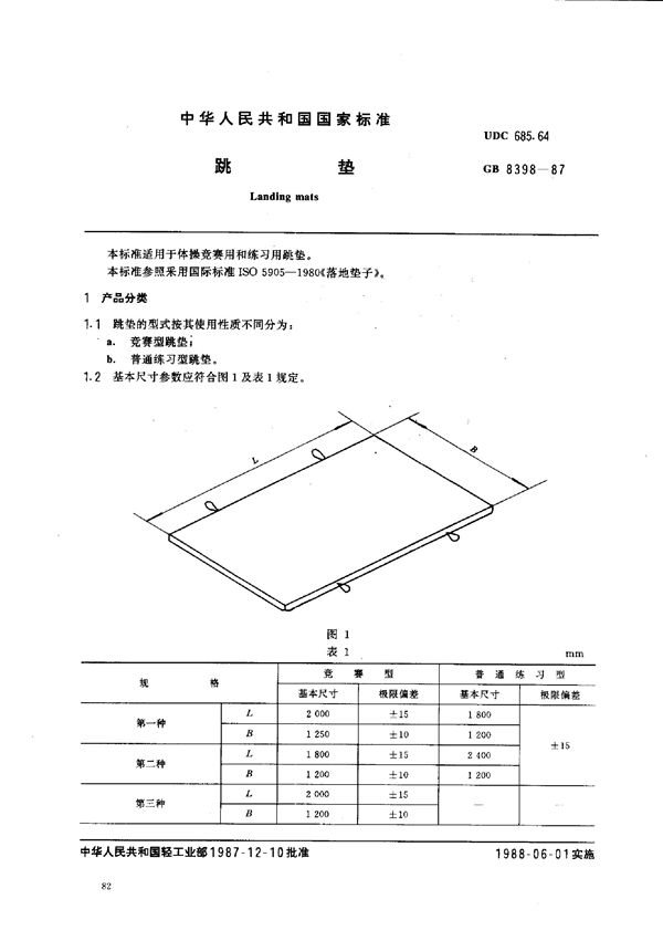 跳垫 (GB 8398-1987)