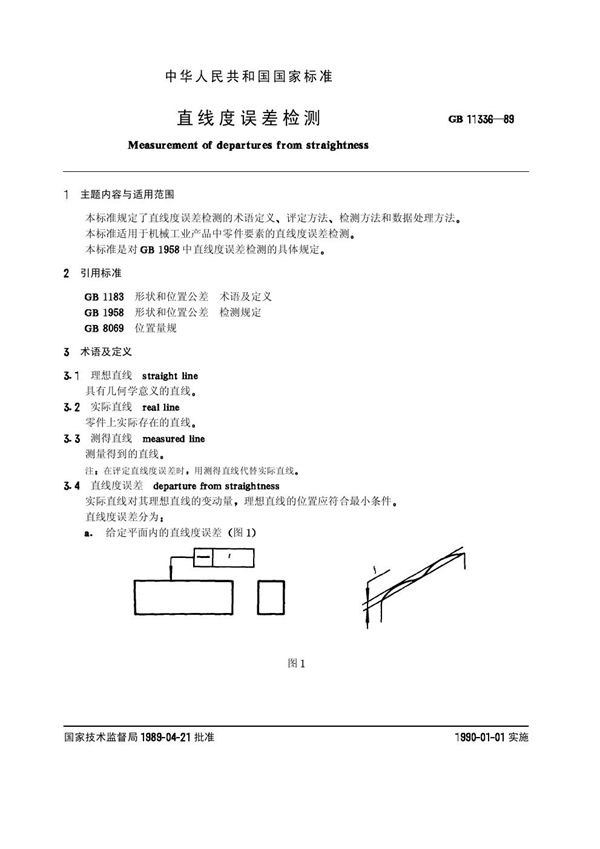 直线度误差检测 (GB/T 11336-1989)