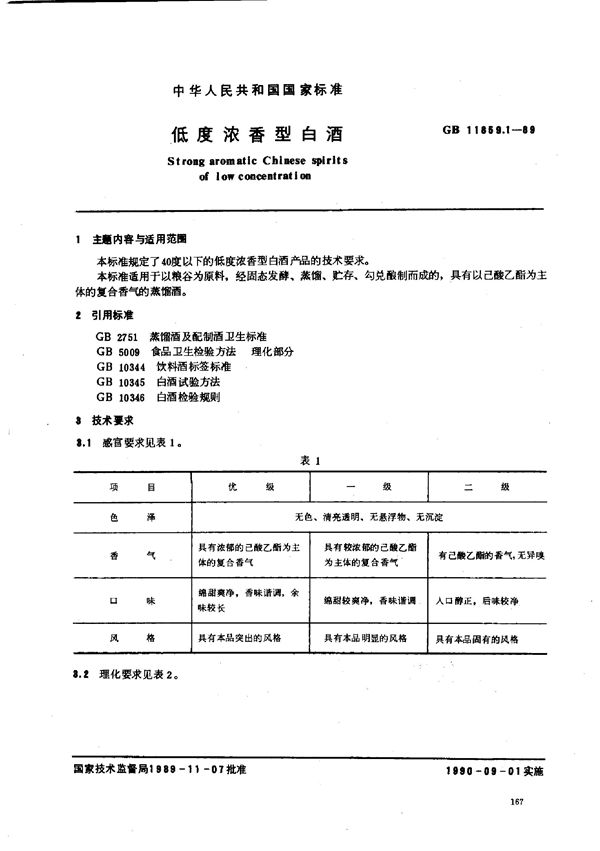 低度浓香型白酒 (GB/T 11859.1-1989)