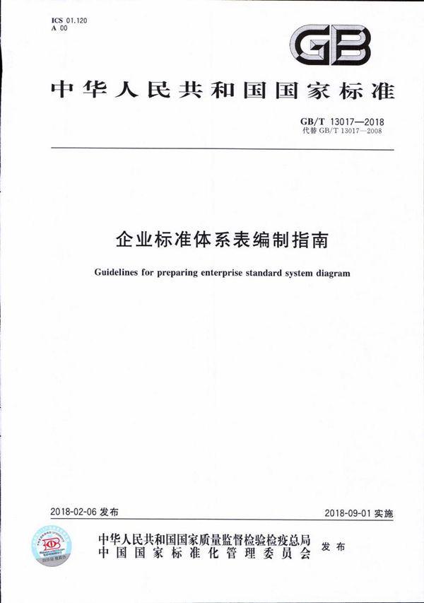 企业标准体系表编制指南 (GB/T 13017-2018)