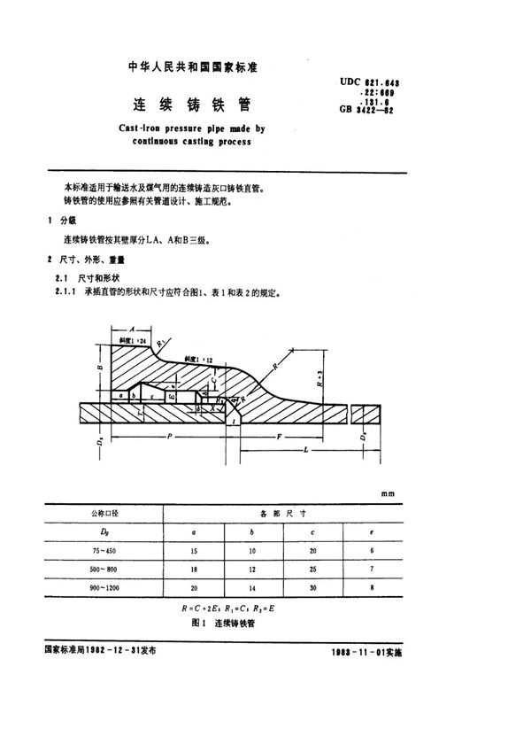 连续铸铁管 (GB/T 3422-1982)