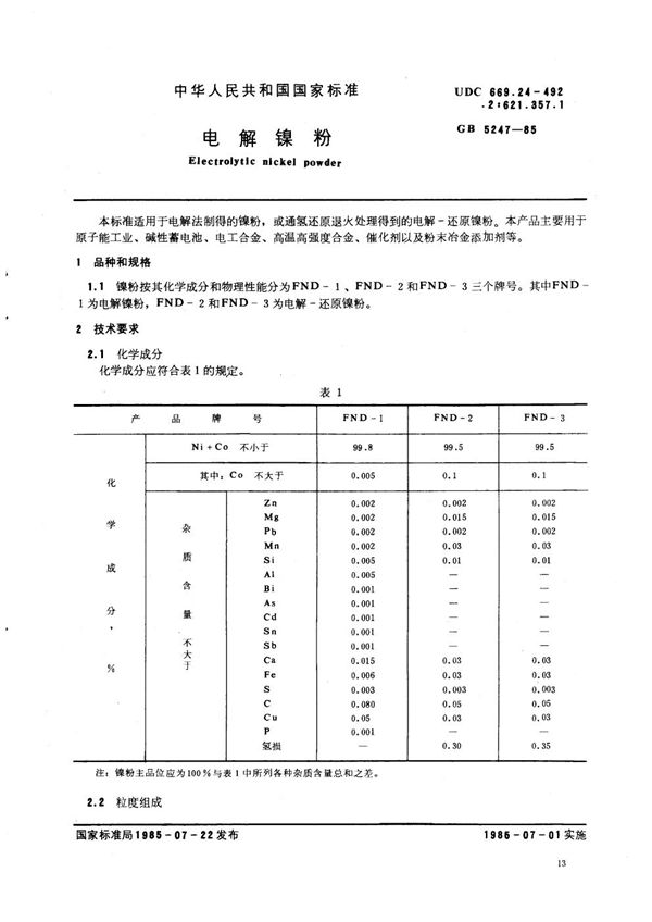 电解镍粉 (GB/T 5247-1985)