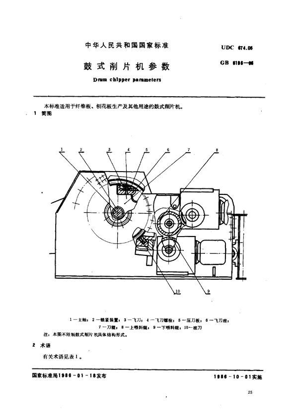 鼓式削片机参数 (GB/T 6196-1986)