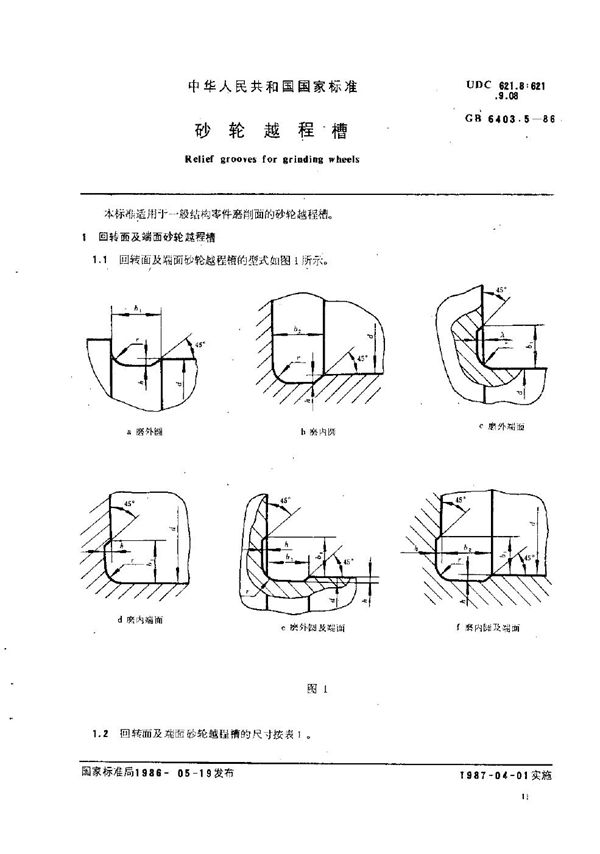 砂轮越程槽 (GB/T 6403.5-1986)