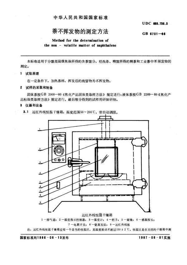 萘不挥发物的测定方法 (GB/T 6701-1986)