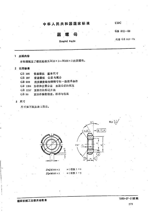 圆螺母 (GB/T 812-1988)