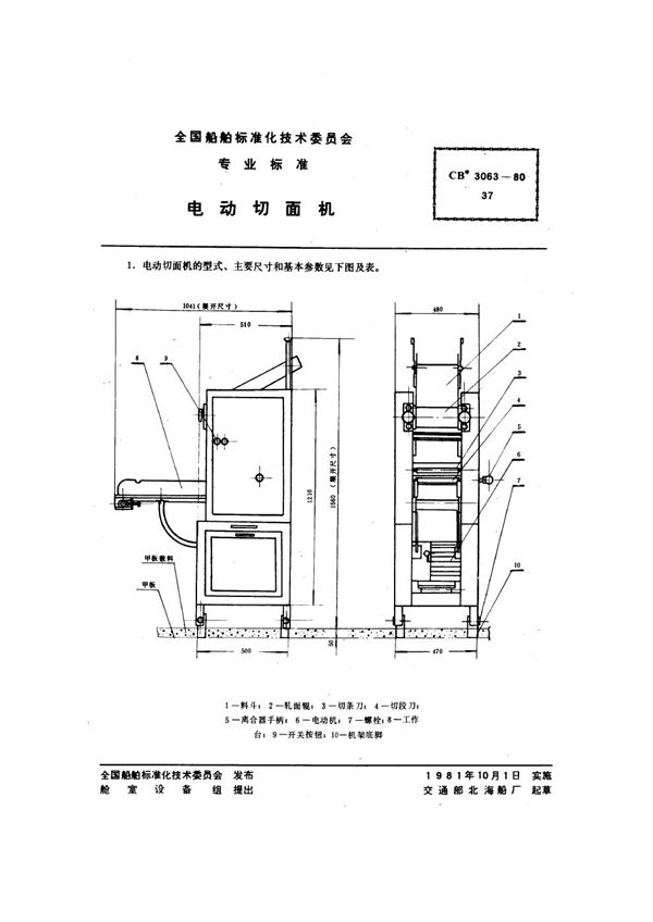 电动切面机 (CB 3063-1980)