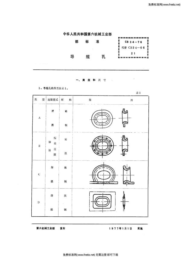 导缆孔 (CB 34-1976)