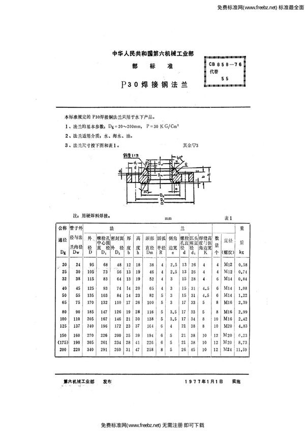 P30焊接铜法兰 (CB 858-1976)