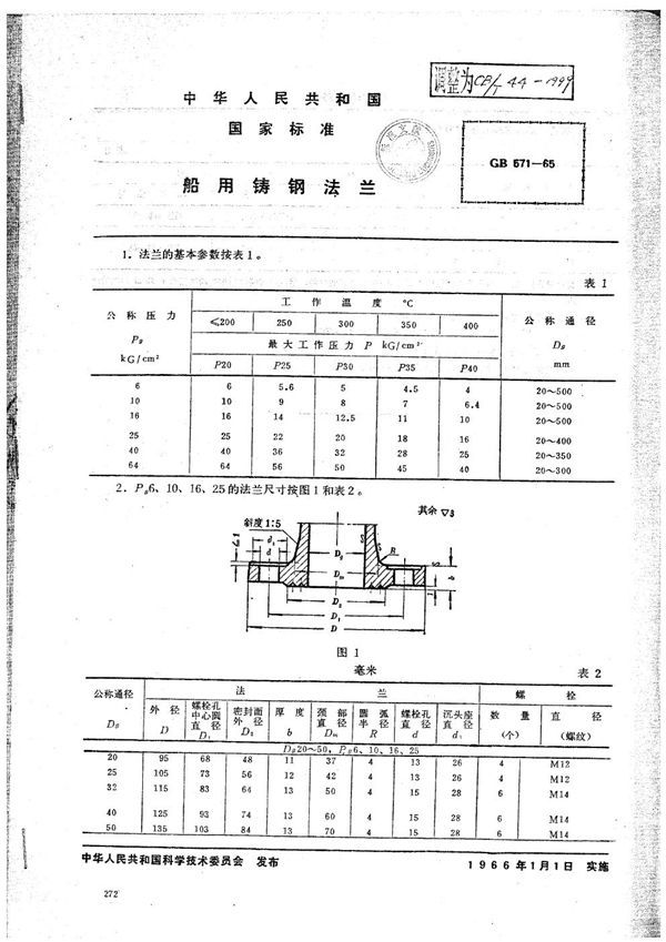 船用铸钢法兰 (CB/T 44-1999）