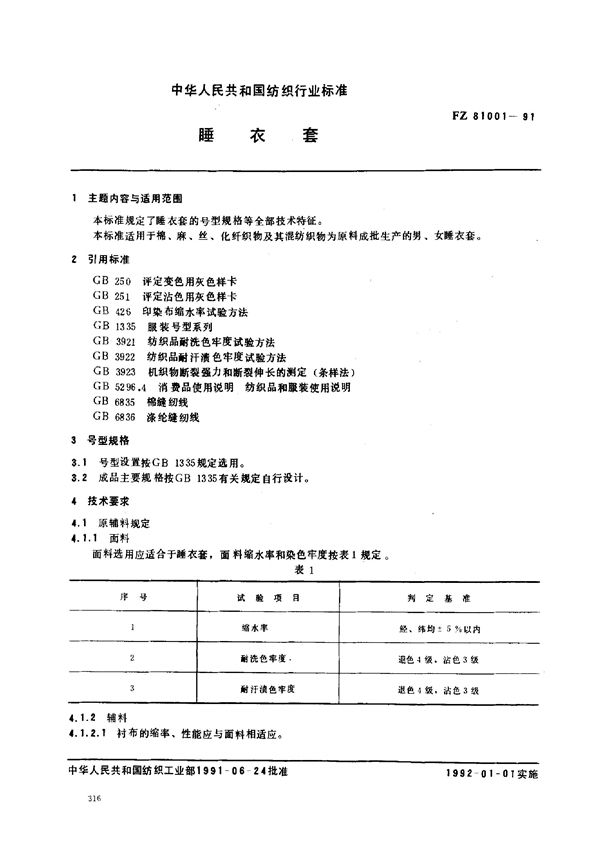 睡衣套 (FZ 81001-1991）