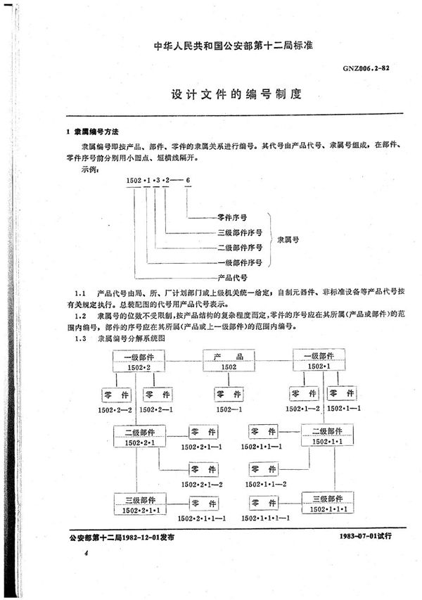 设计文件的编号制度 (GNZ 006.2-1982)