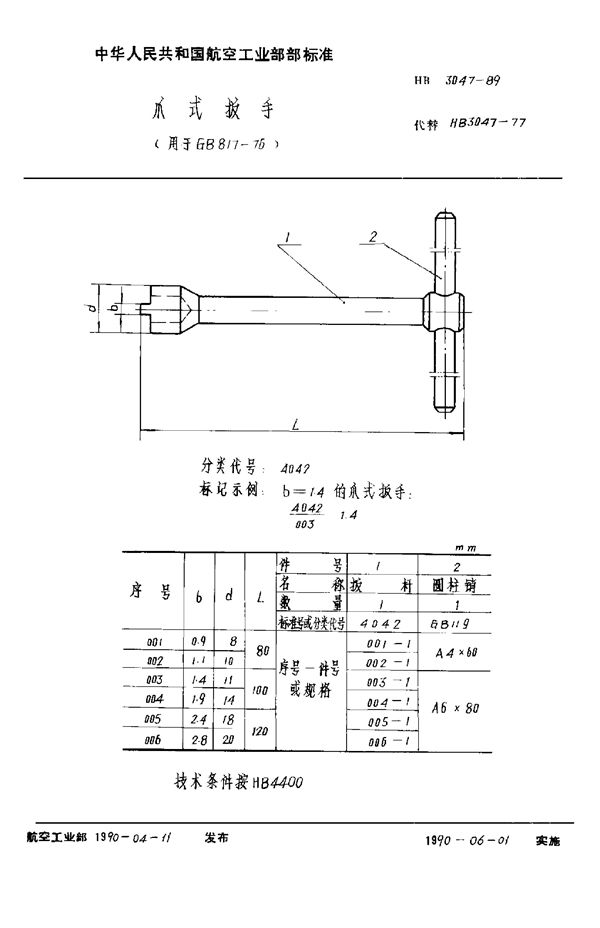 爪式扳手 (HB 3047-1989)