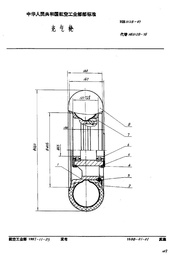 充气轮 (HB 3128-1987)