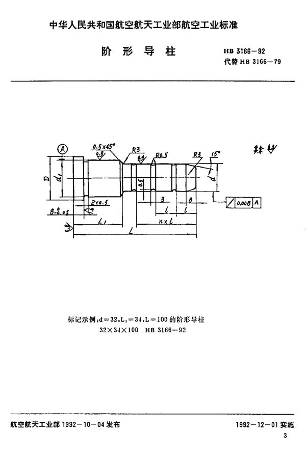 阶形导柱 (HB 3166-1992)