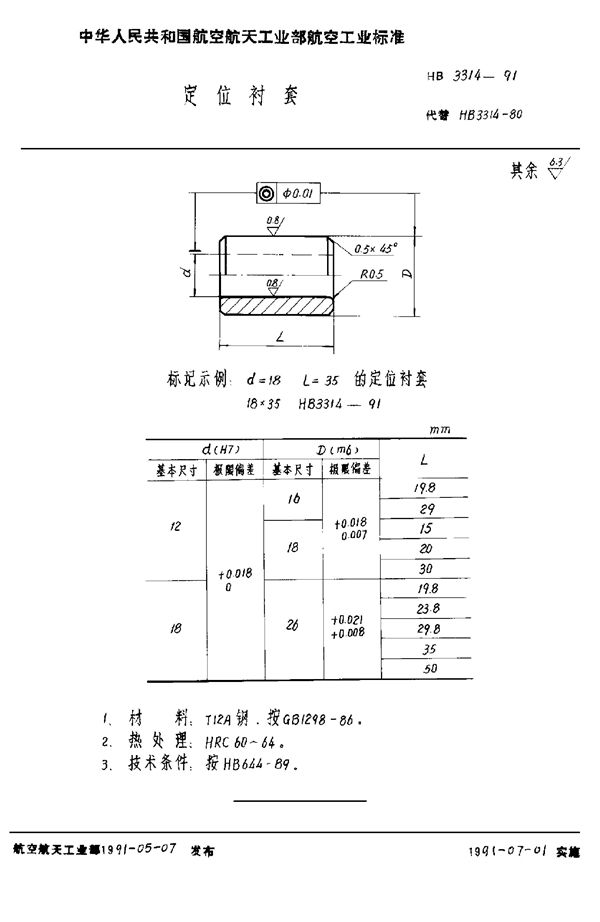 定位衬套 (HB 3314-1991)