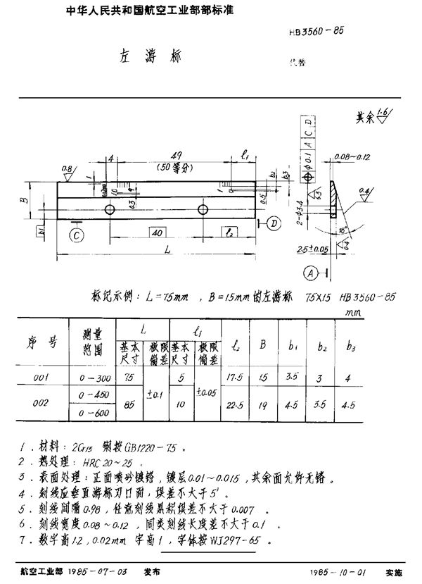 左游标 (HB 3560-1985)