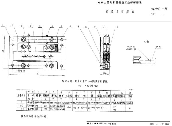 两层单列溜板 (HB 3615-1985)