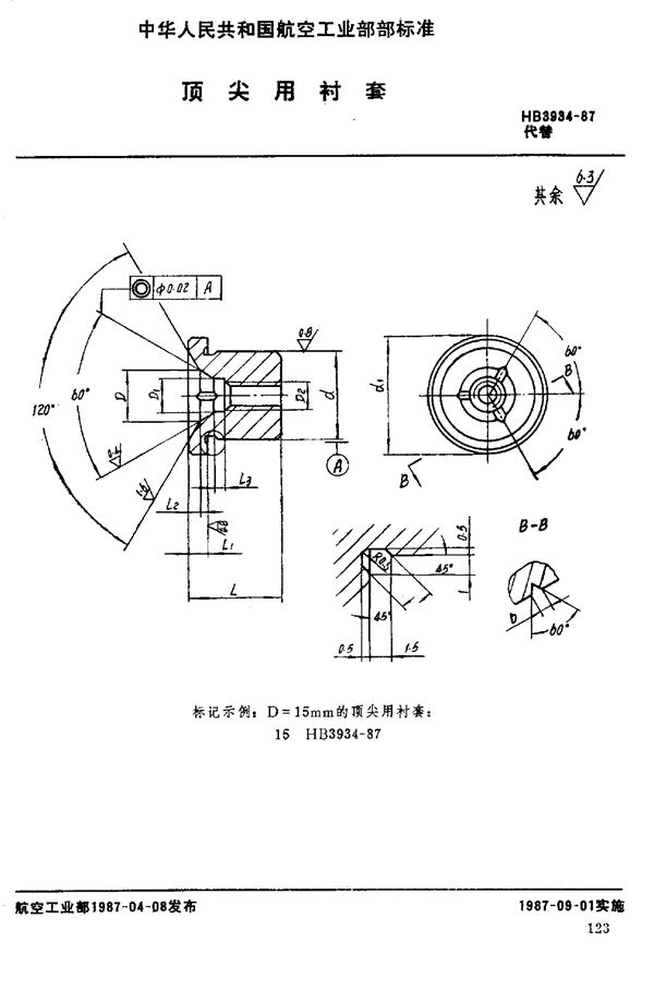 顶尖用衬套 (HB 3934-1987)